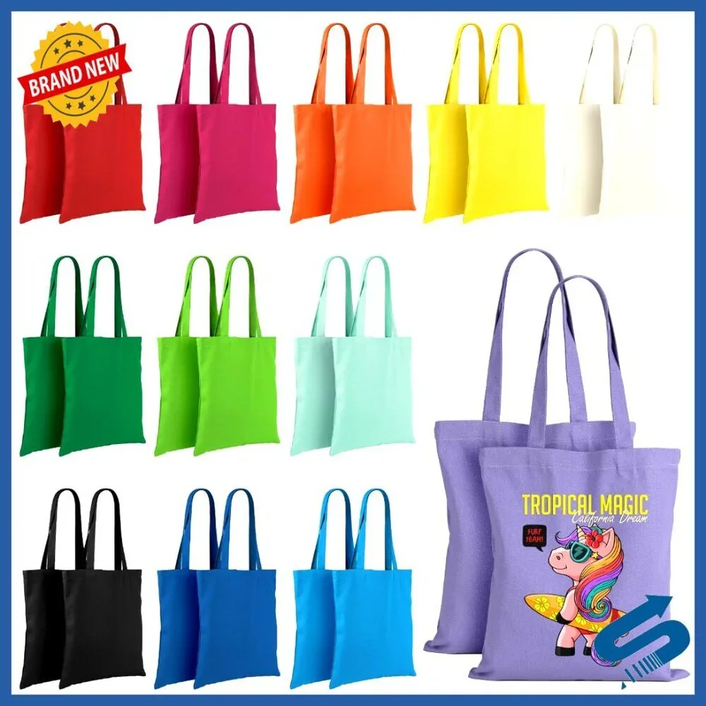 Heavy Duty Canvas Tote Bag Bulk Pack Reusable Blank Cloth Bags for Crafts